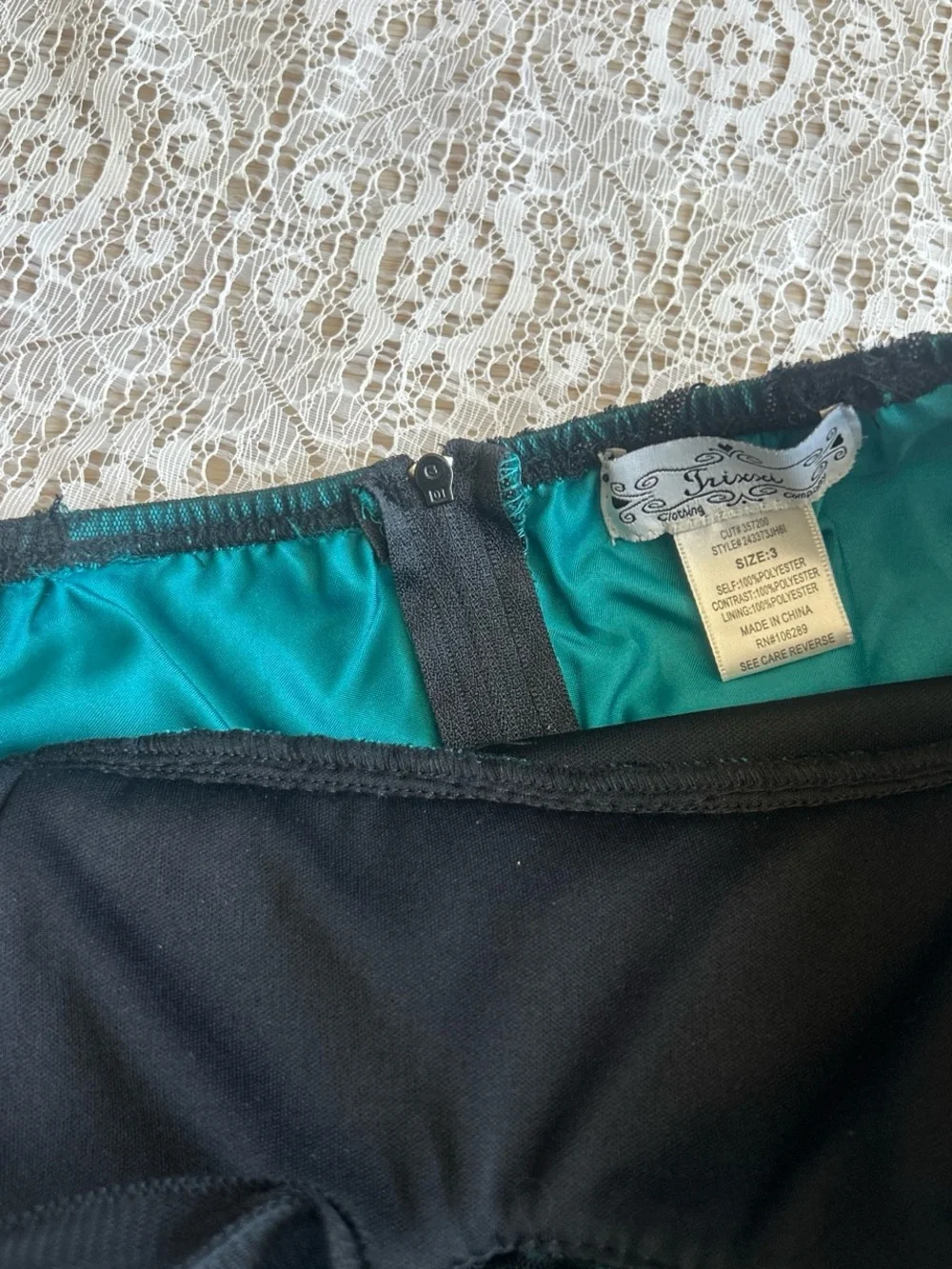Trixxi Teal and Black Halter Prom Dress